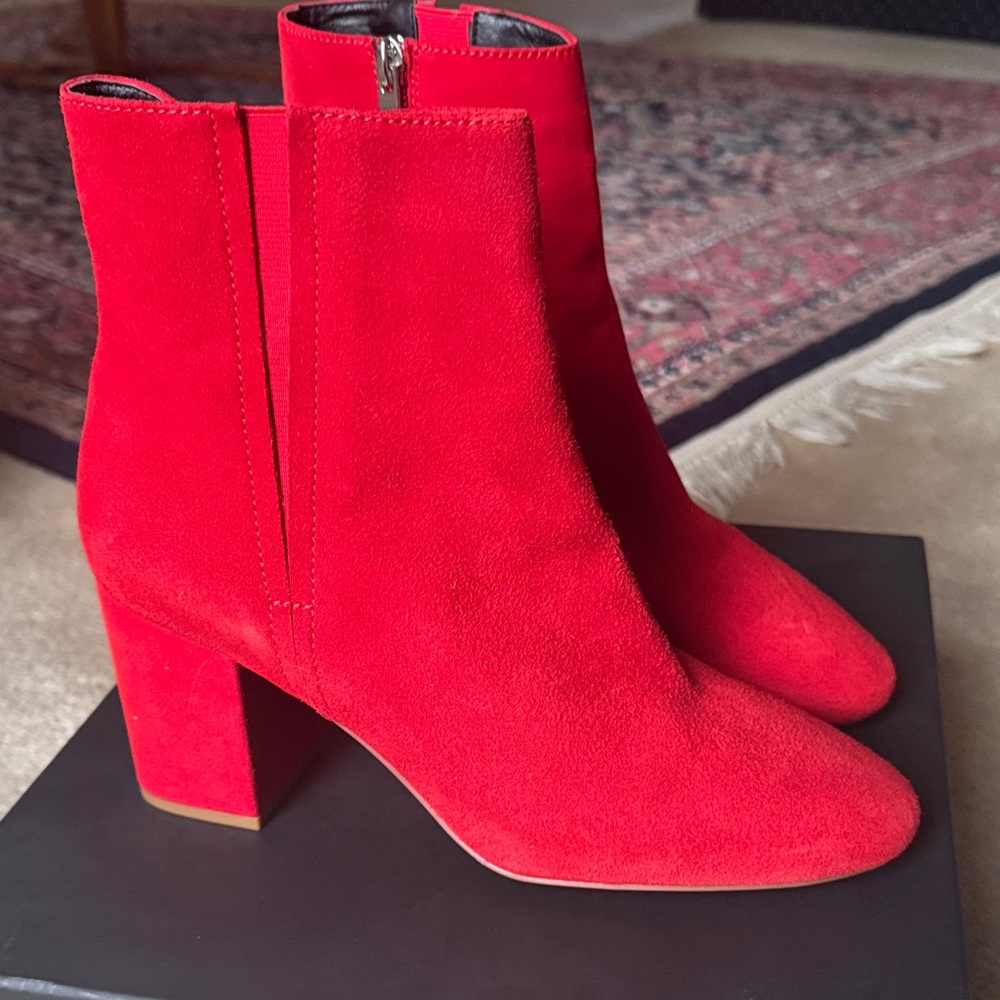 Halogen Red Suede Heeled Boots - Picture 2 of 6